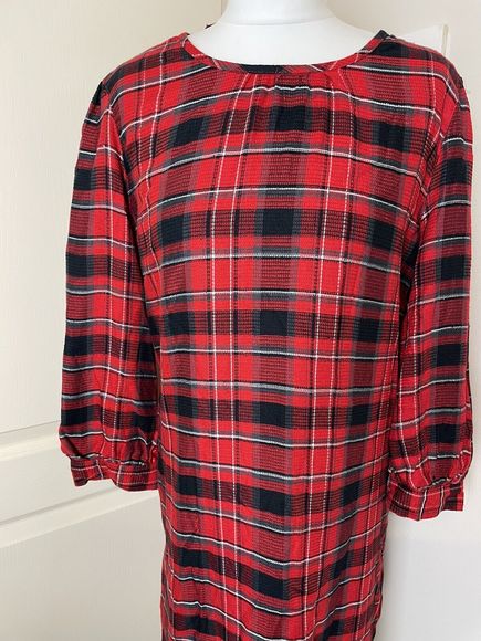 Next Size 10 Check Plaid Shift Dress Red Tartan Smock Festive Xmas Party Black - Picture 2 of 12